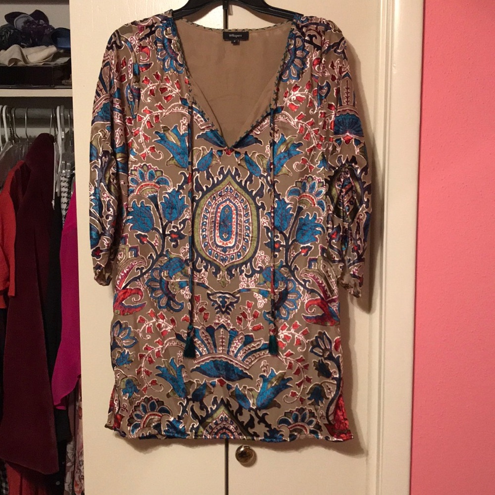 Shift dress with velvet detail